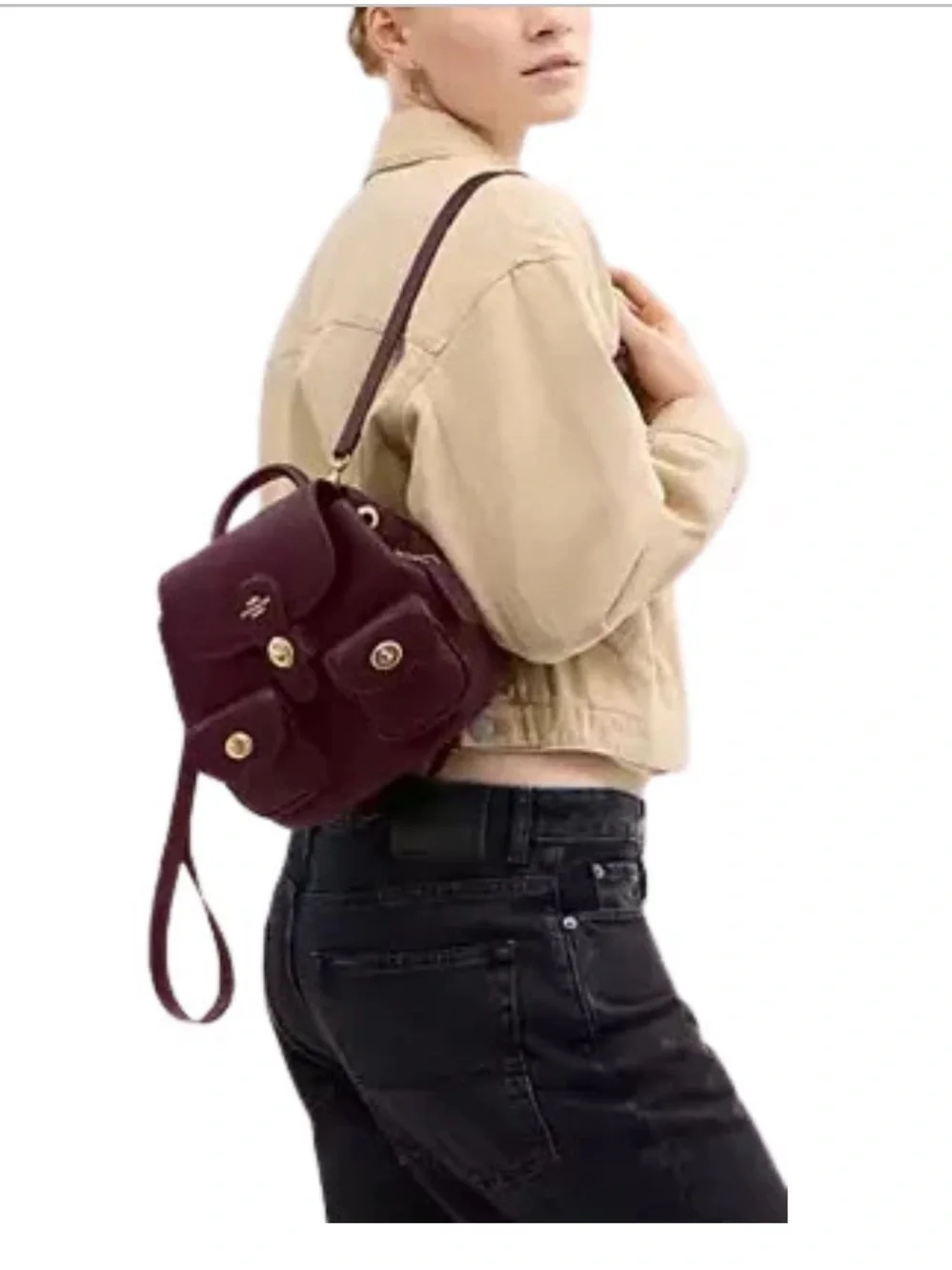Coach Hadley Leather Backpack in Burgundy - Picture 4 of 4